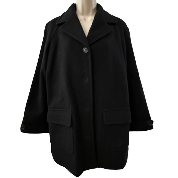 NY&CO ~ Women’s Black Overcoat ~ 100% Wool ~ freshly dry cleaned ~ size 4 - Picture 1 of 8